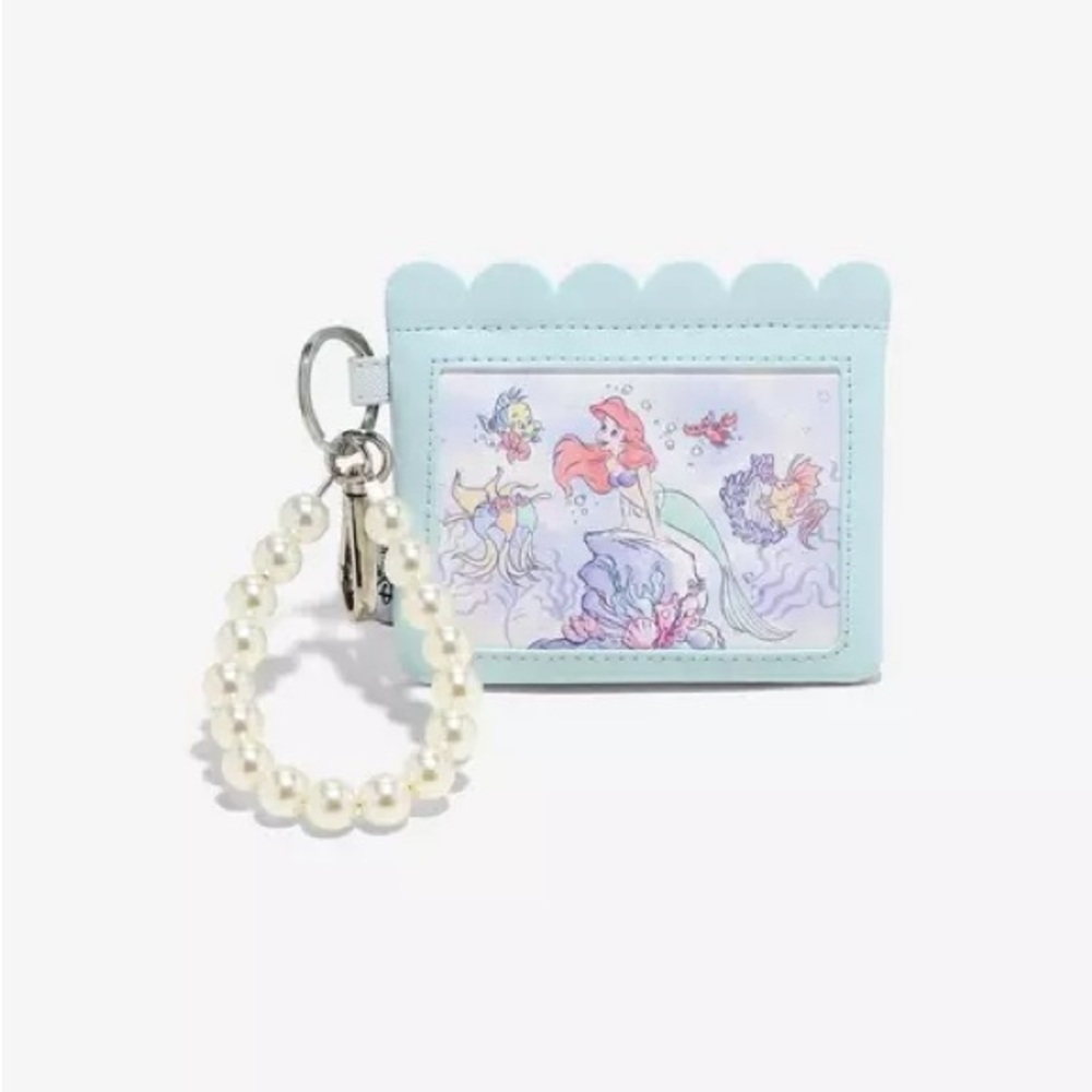 NWT Loungefly Disney The Little Mermaid Ariel & Flounder Pearl Chain Cardholder
